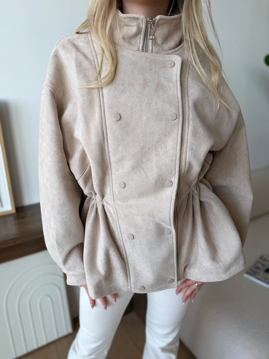 Kurtka damska ze ściągaczem Bisou jasny beż