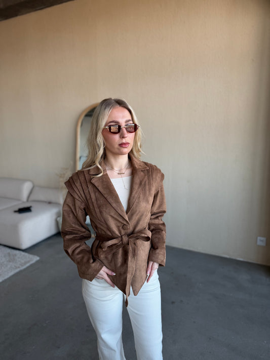 Kurtka damska Valeria z imitacji zamszu beżowa