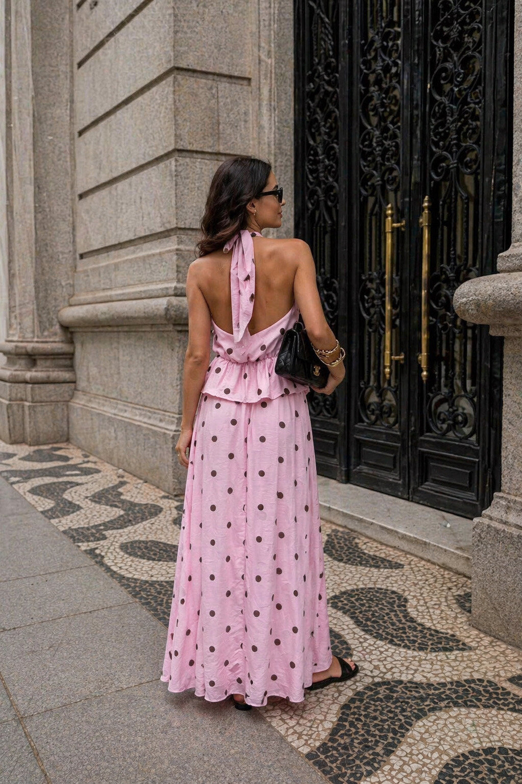 Komplet damski dwuczęściowy w kropki Polka Dots różowy