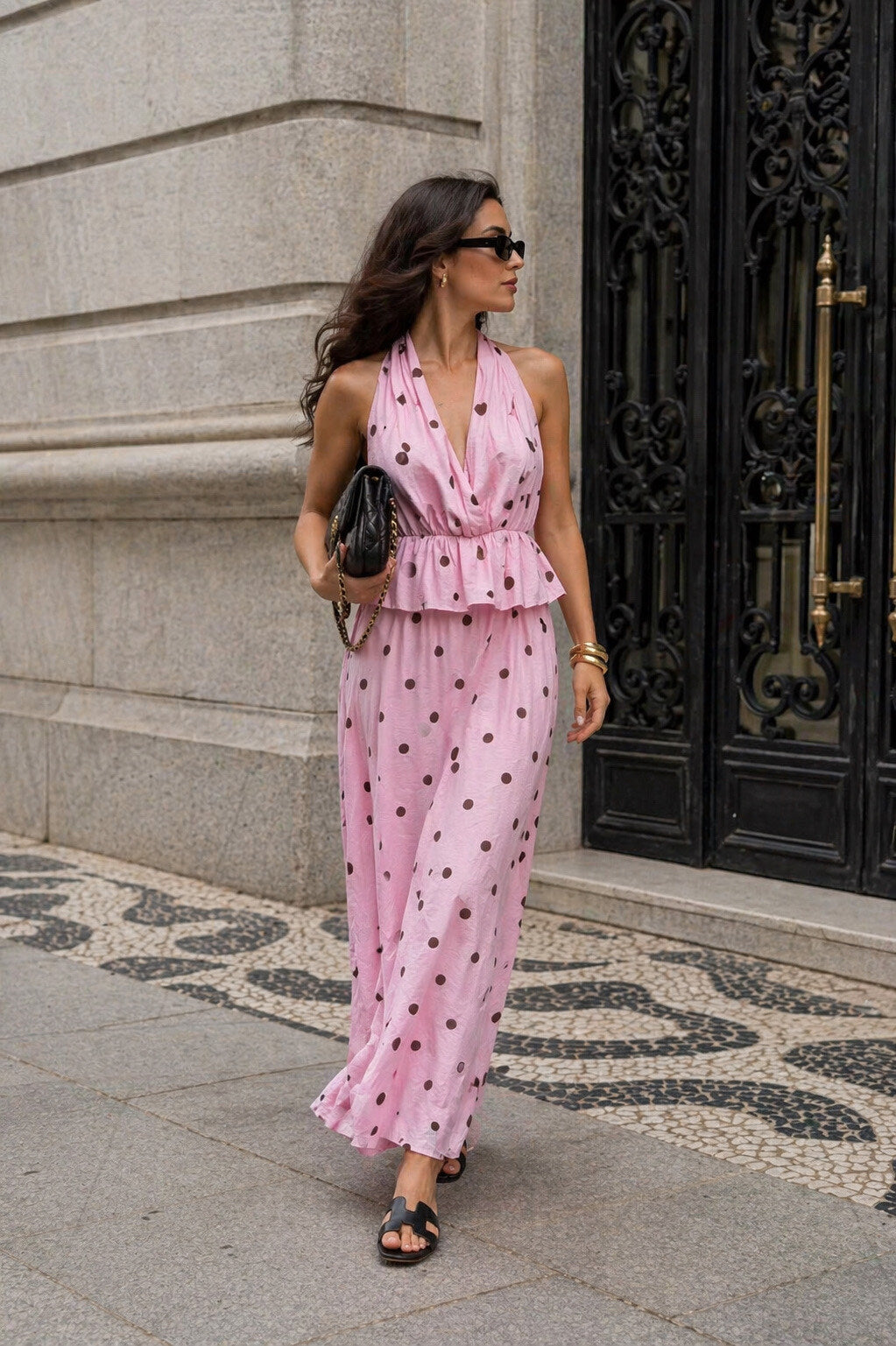 Komplet damski dwuczęściowy w kropki Polka Dots różowy