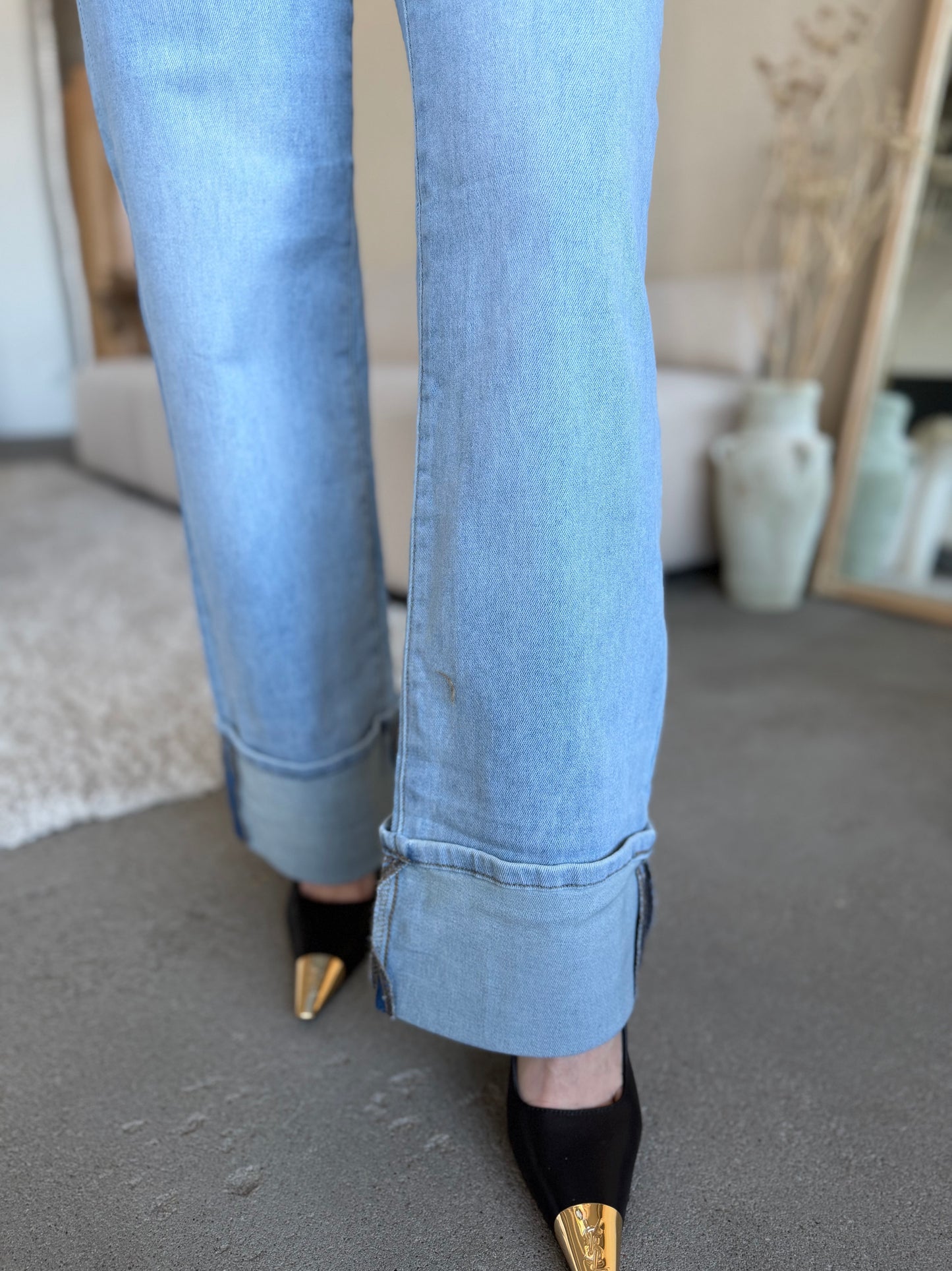 Jeansy damskie wide leg z wysokim stanem Vivi niebieskie