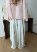 Spodnie damskie wide leg z wysokim stanem Creamy Elegance kremowe