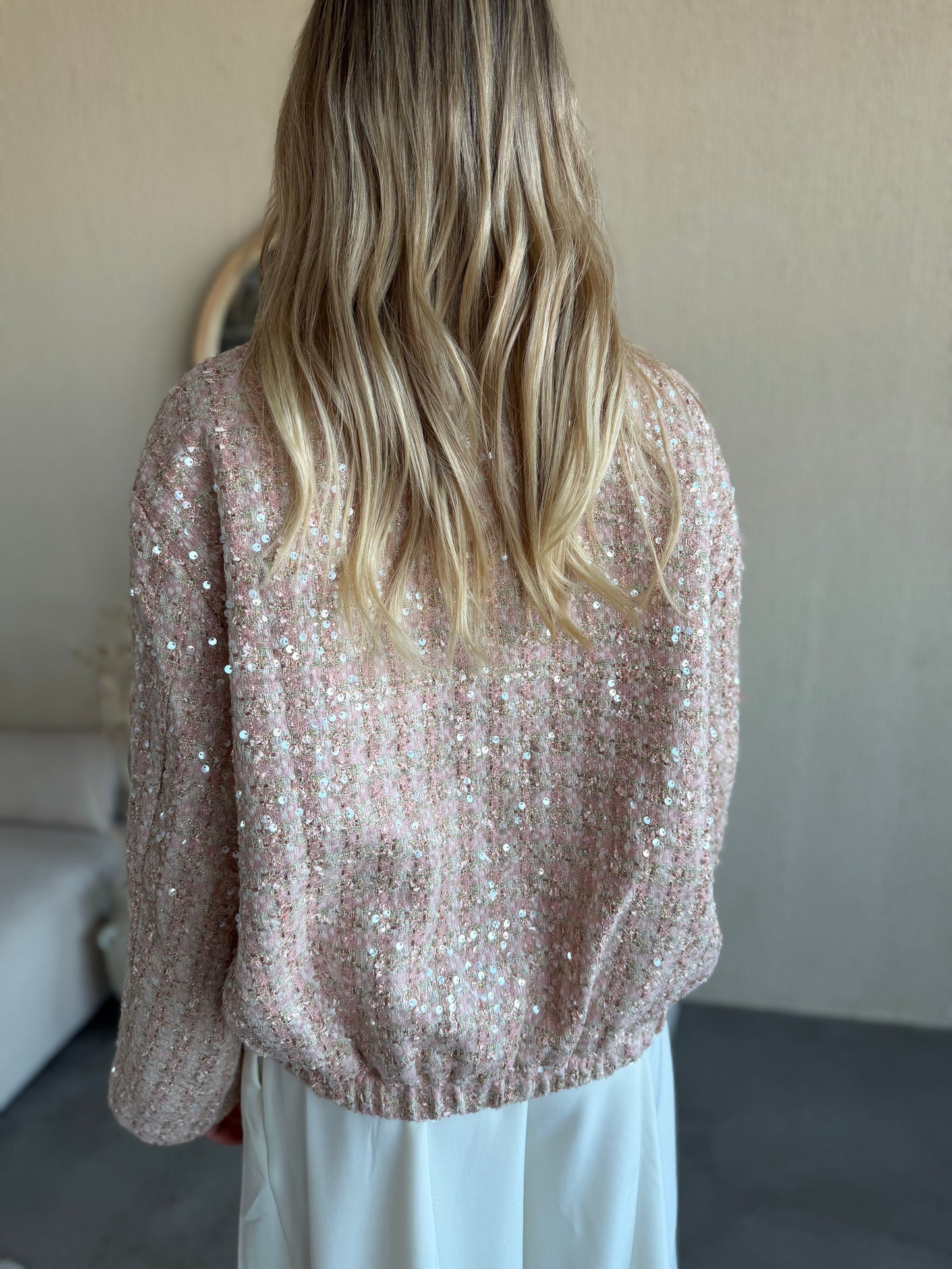 Bomberka damska z cekinami Glitter różowa