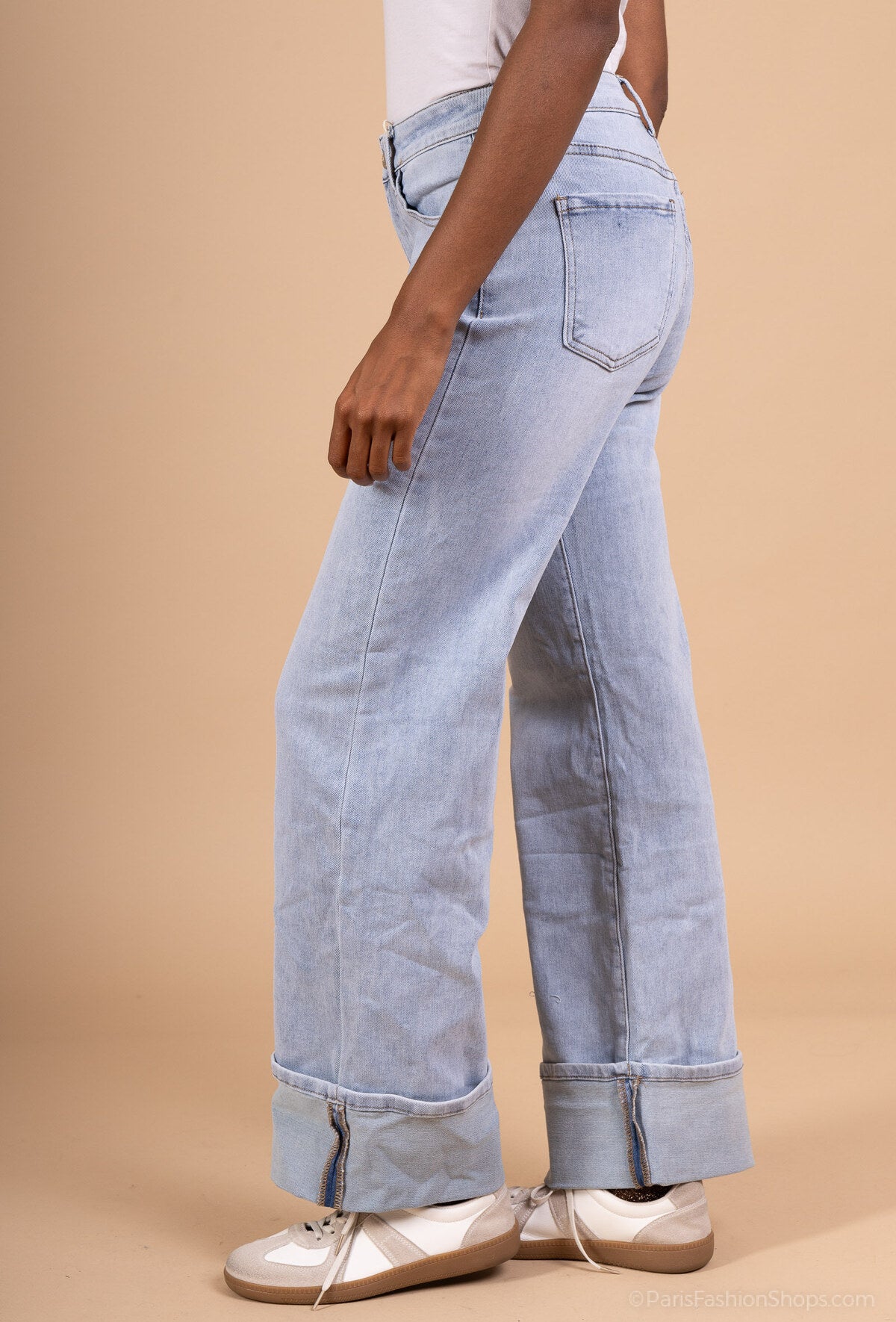 Jeansy damskie wide leg z wysokim stanem Vivi niebieskie