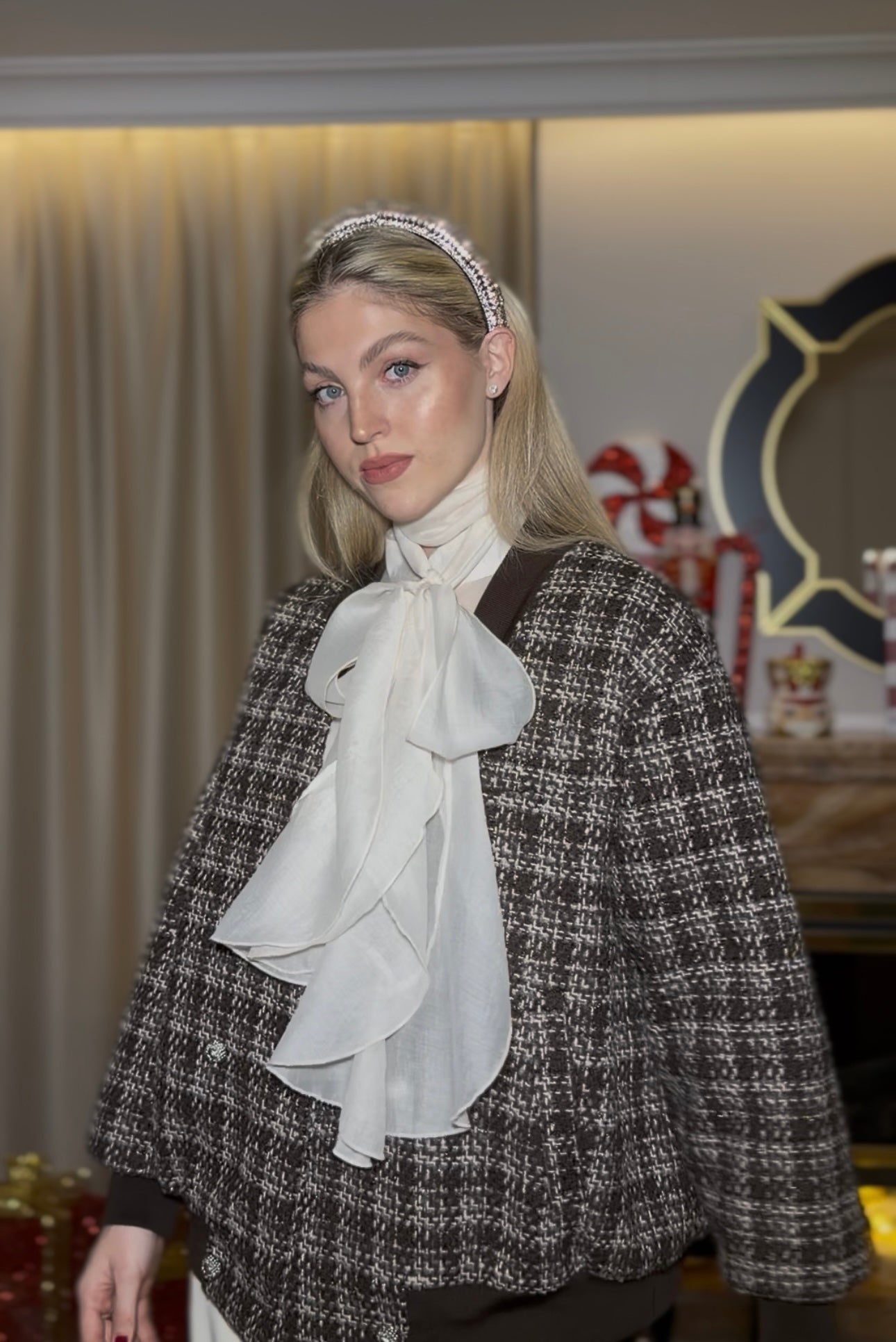 Kurtka damska pepitka Louvre brązowa