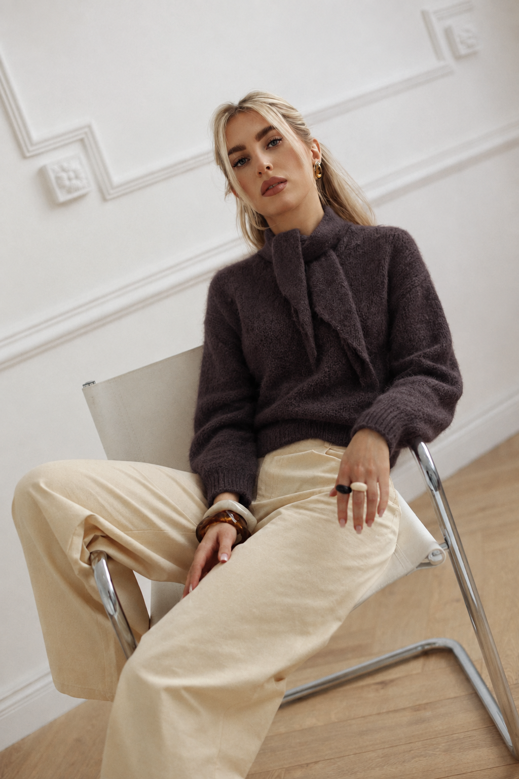 Sweter damski moher Noelle brązowy