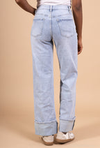 Jeansy damskie wide leg z wysokim stanem Vivi niebieskie