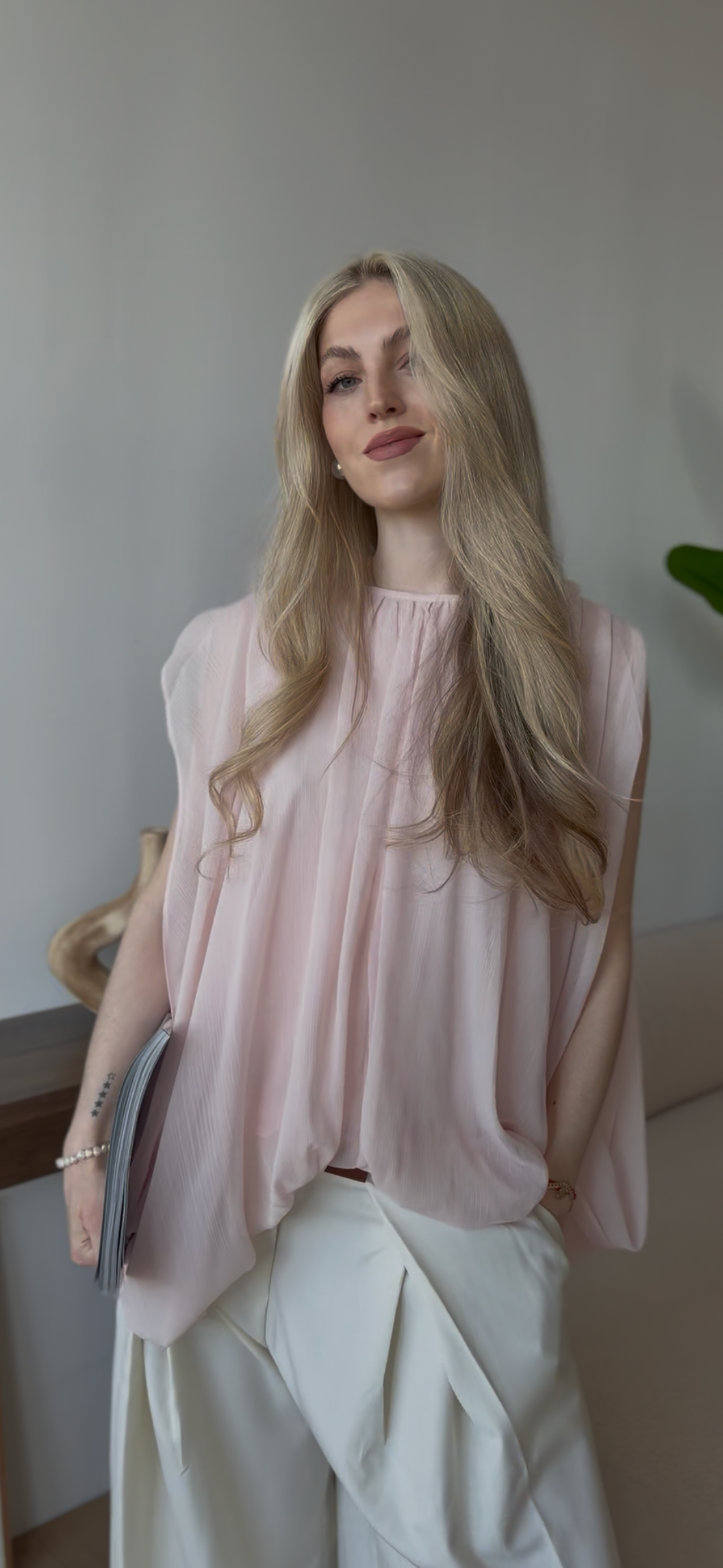 Koszula damska szyfonowa Rose Aura różowa