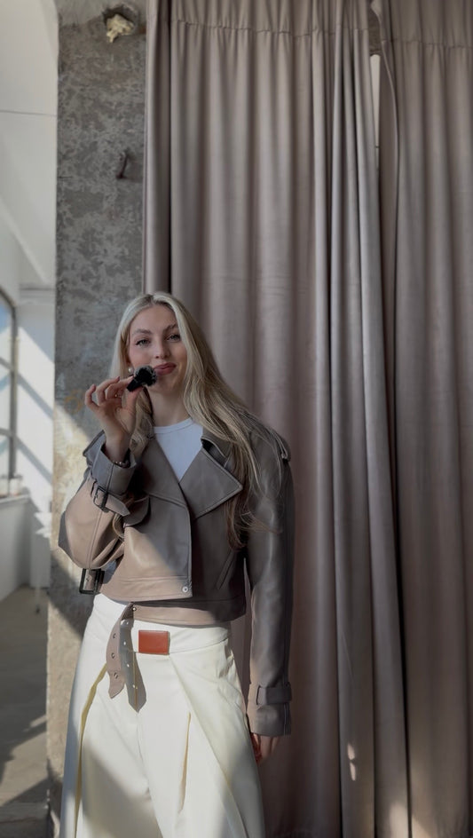 Kurtka damska typu ramoneska Alessia ciemny beż