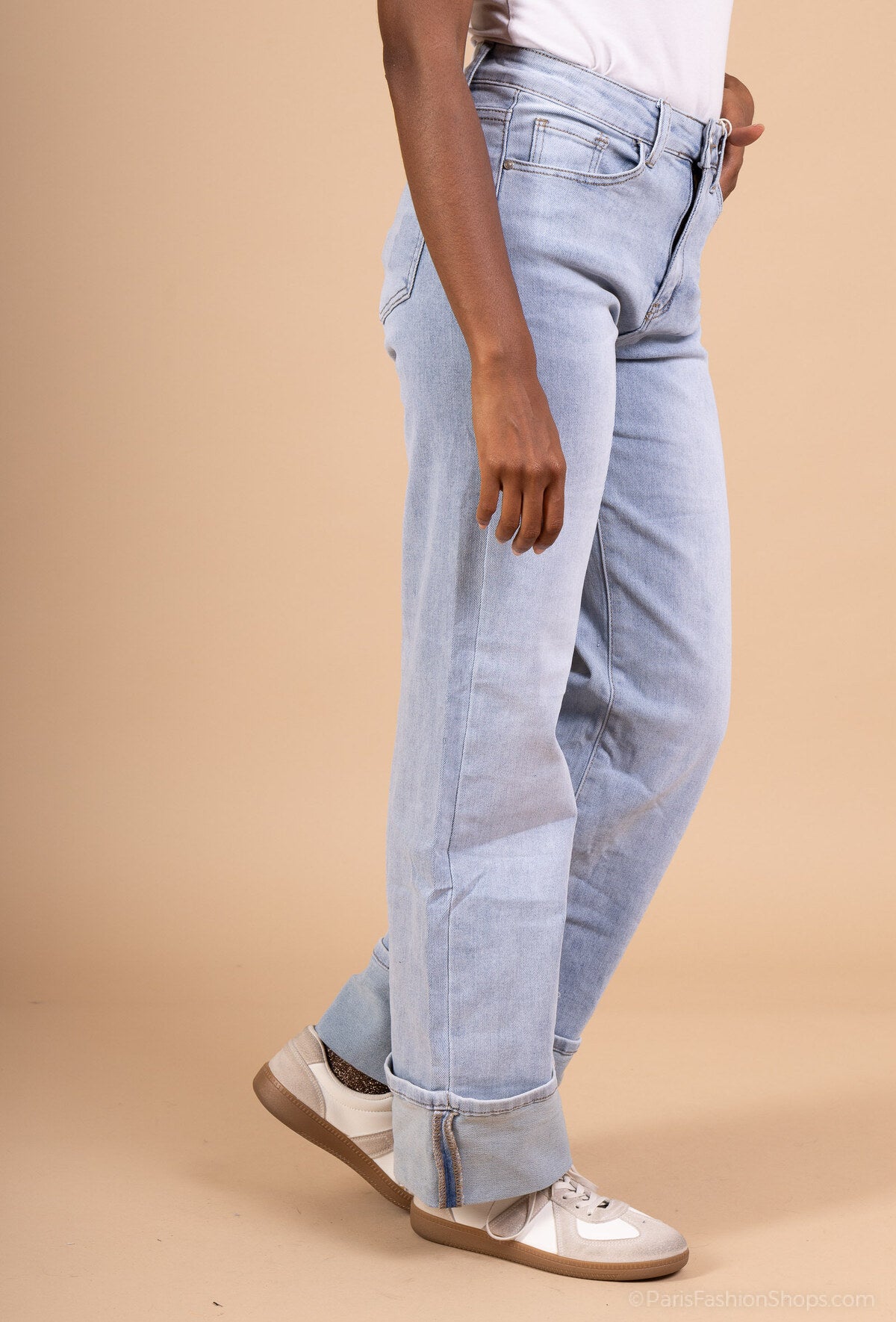 Jeansy damskie wide leg z wysokim stanem Vivi niebieskie