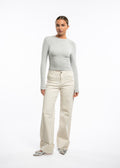 Jeansy damskie Tailor wide leg z wysokim stanem kremowe