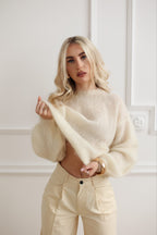 Sweter damski 80% kid moher kremowy