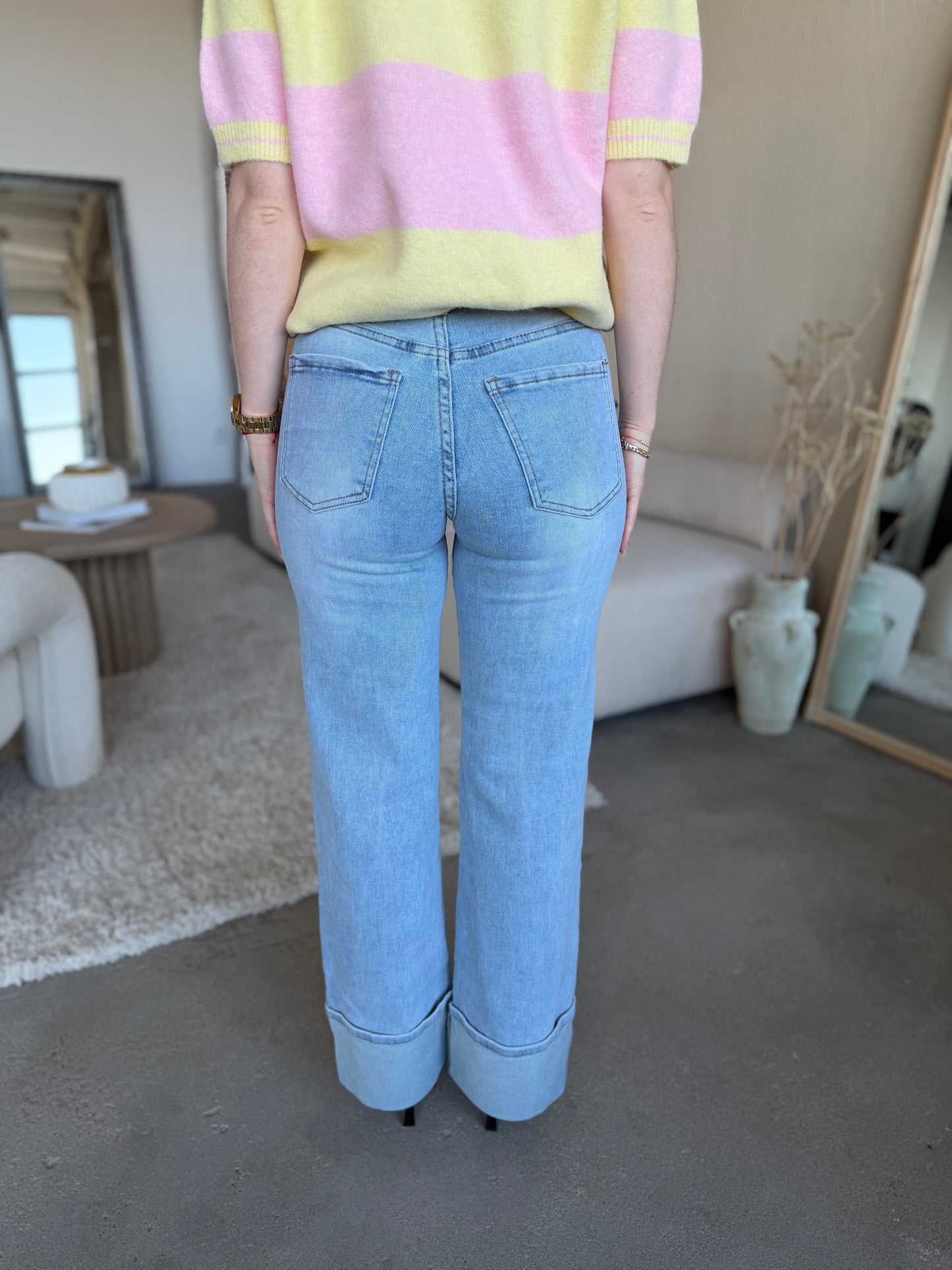 Jeansy damskie wide leg z wysokim stanem Vivi niebieskie