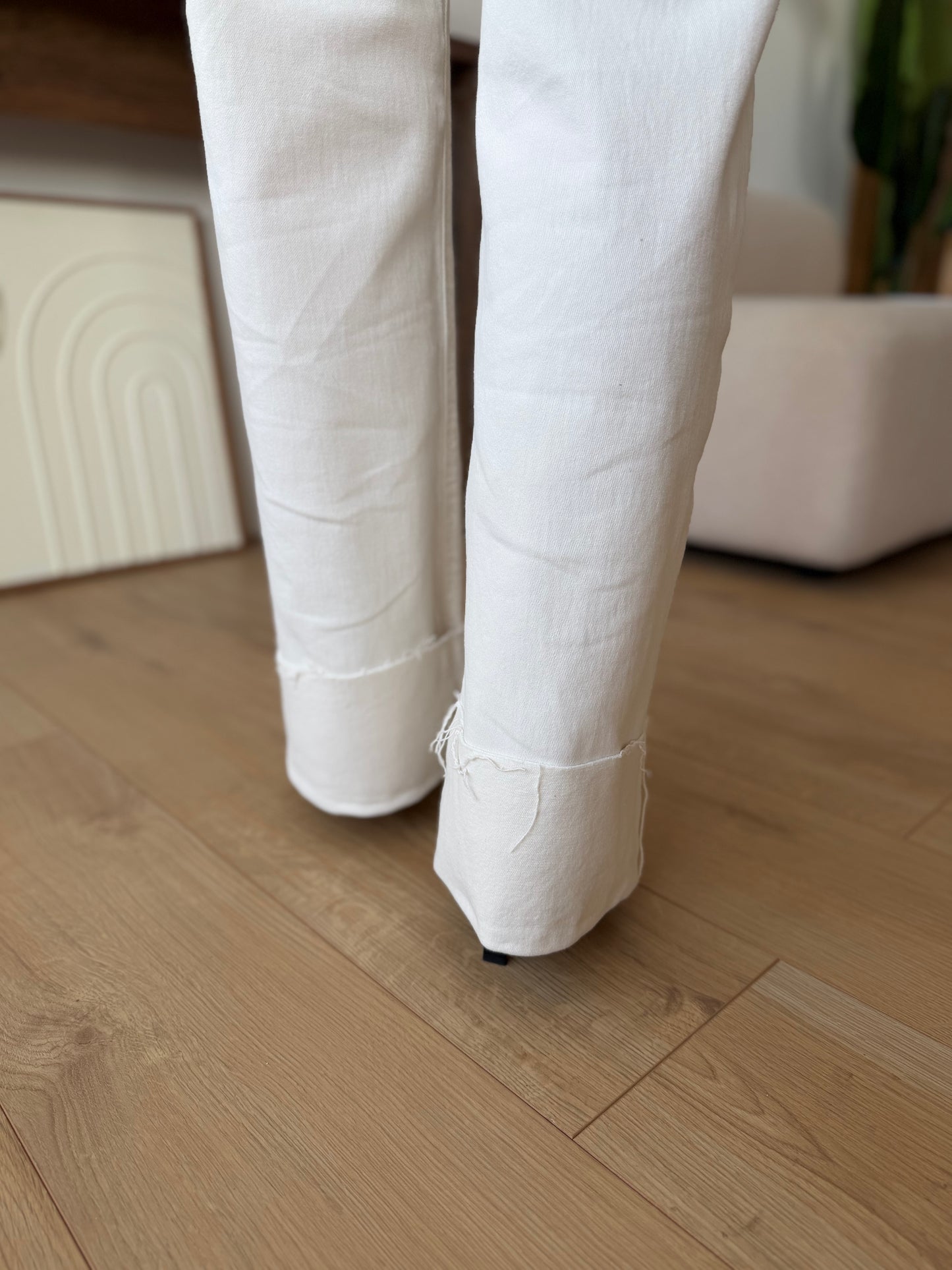 Jeansy damskie Tailor wide leg z wysokim stanem kremowe