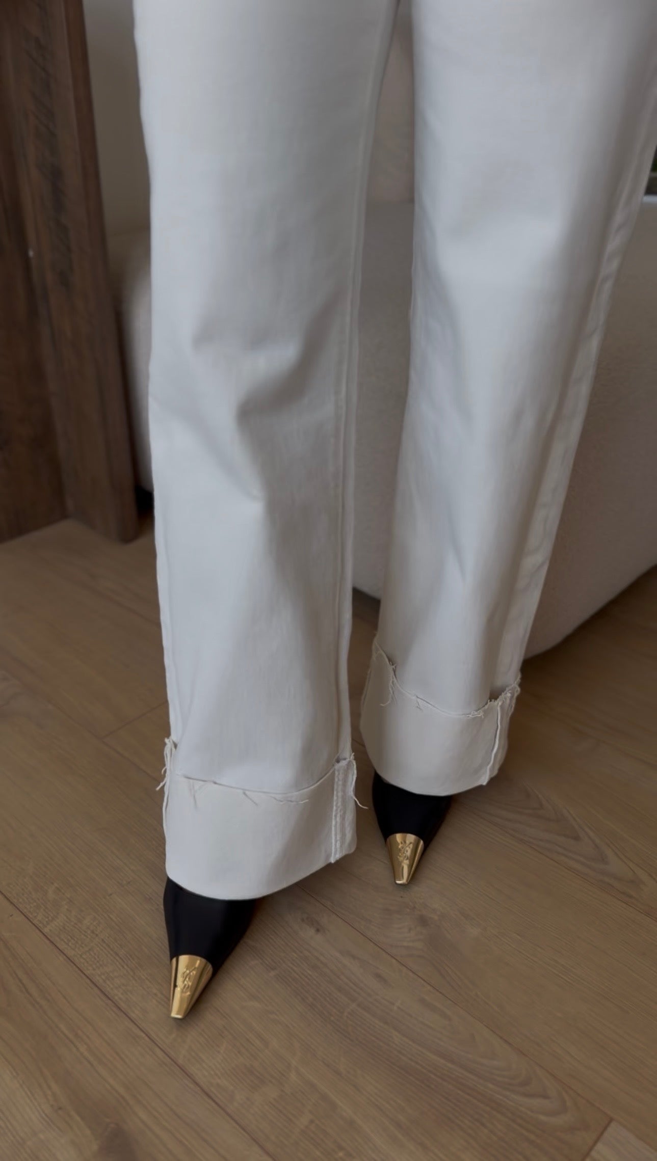 Jeansy damskie Tailor wide leg z wysokim stanem kremowe