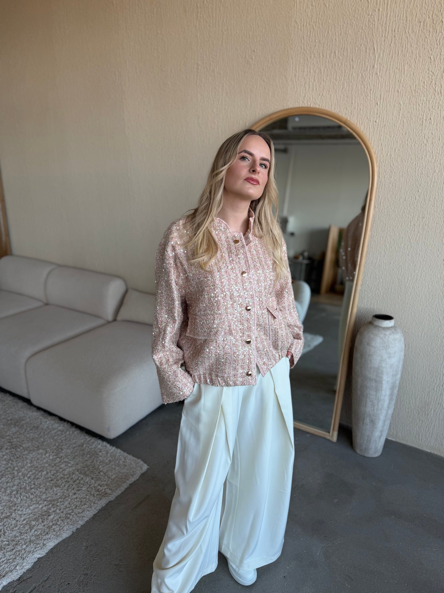 Bomberka damska z cekinami Glitter różowa