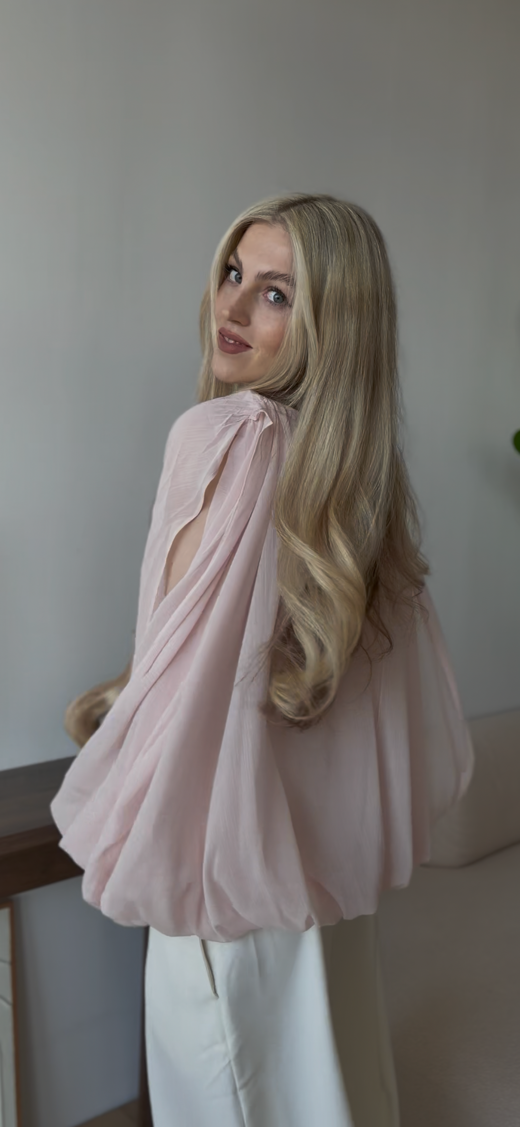 Koszula damska szyfonowa Rose Aura różowa