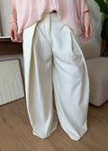 Spodnie damskie wide leg z wysokim stanem Creamy Elegance kremowe