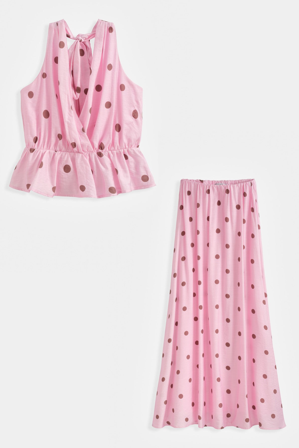Komplet damski dwuczęściowy w kropki Polka Dots różowy