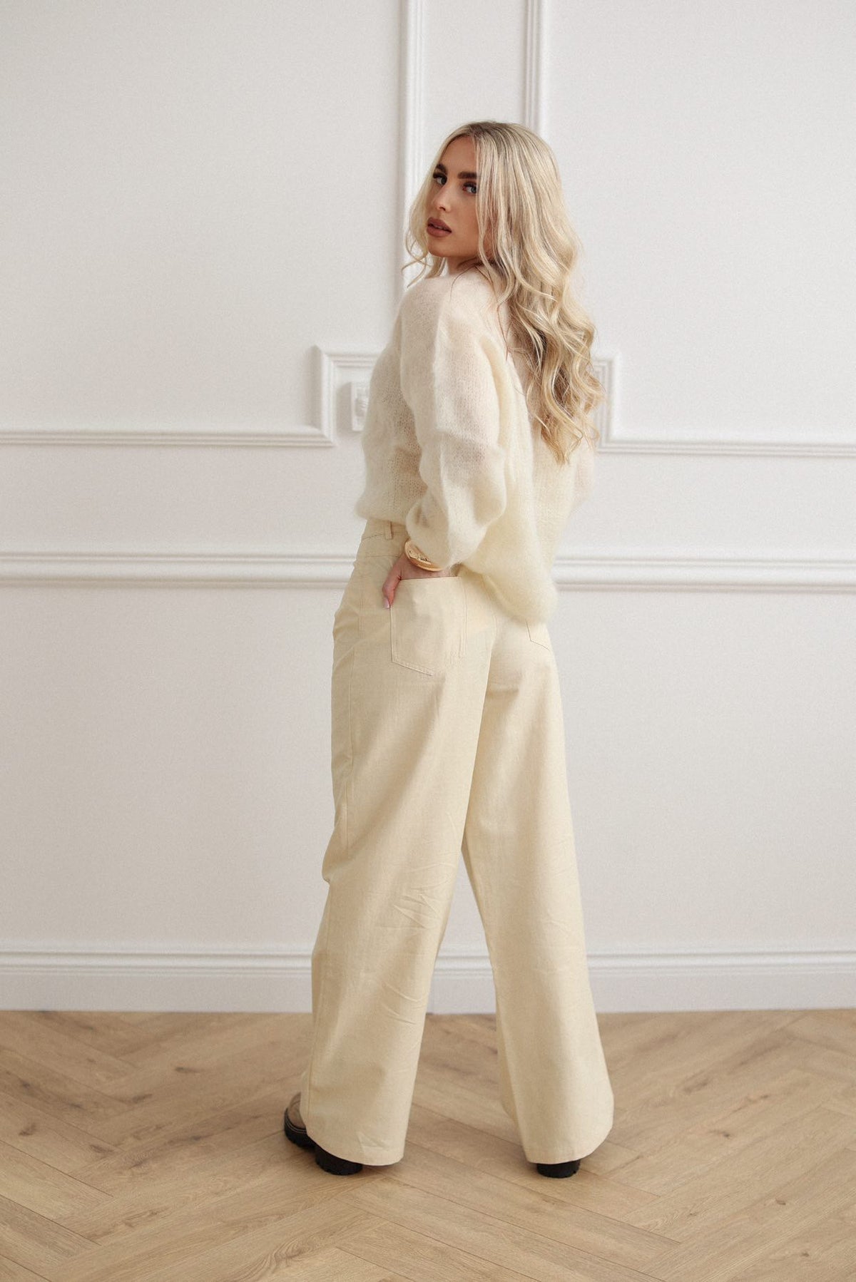 Sweter damski 80% kid moher kremowy