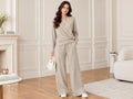 Komplet damski sweter ze spodniami Margot beżowy